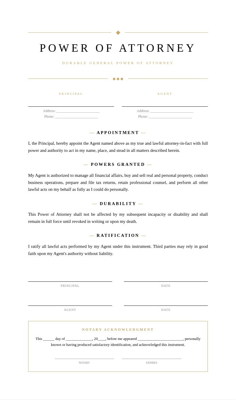Art Deco Elegant Power of Attorney
